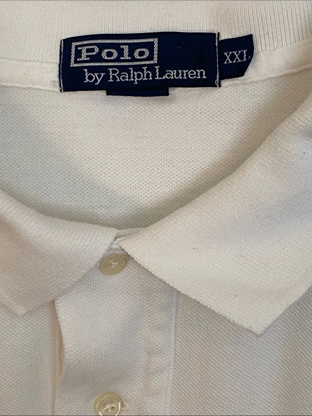Polo by Ralph Lauren White Polo Shirt with Navy Pony Logo Size XXL